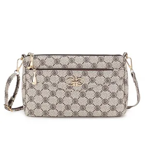 Women vintage monogram crossbody shoulder bag casual daily messenger small square bag