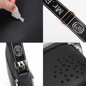 Black women's shoulder bag with adjustable strap, waterproof leather crossbody bag for daily use.