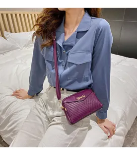 Women mini crossbody shoulder bag stylish cute PU leather small purse with bowknot for daily use.