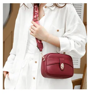 Bolso bandolera de cuero PU para mujer con correa ancha, bolso de teléfono móvil elegante.