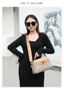 Mujer retro monograma bolso de hombro bolso de mano moda ocio marrón bolso casual chic