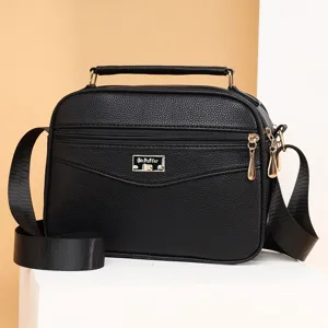 Large Capacity PU Leather Crossbody Bag For Women Casual Solid Color Zipper Handbag Fashion Shoulder Bag