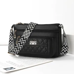 Women's Fashion Quilted PU Leather Crossbody Bag Casual Versatile Single Shoulder Messenger Bag