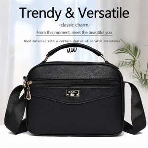 Cross-border large capacity PU small square bag women fashionable handbag and versatile crossbody bag