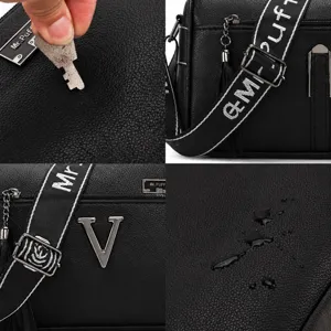 Women black shoulder bag commuting large capacity PU leather handbag with adjustable strap