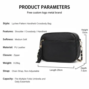 Fashionable women's PU leather crossbody bag with tassel decor, compact and chic design.