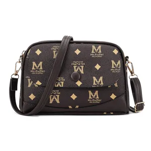 Sac Bandoulière Mode en Cuir PU pour Femmes Sac à Épaule Coquillage Monogramme Vintage Sac à Main Décontracté