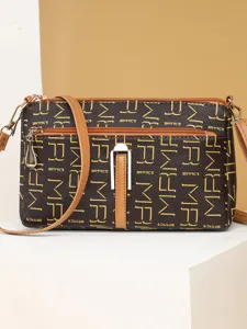 Sac bandoulière marron Mr. Puffer élégant pour femme, grande capacité sac porté épaule polyvalent.