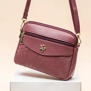 Women Large Capacity Waterproof PU Leather Shoulder Bag Floral Print Crossbody Messenger Bag Daily Handbag