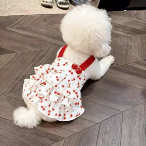 Sommer süßes Kirschdruck Hundekleid atmungsaktives Haustier Kuchenrock Welpe Mode