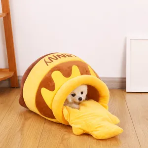 Honey Jar Pet Bed Winter Warm Dog Cat House Cave Sleep Nest for Small Dogs and Cats