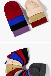 Berretto in maglia spessa caldo invernale tinta unita casual elegante unisex vista dettagliata