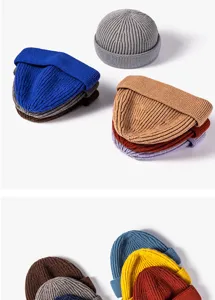 Casual winter solid color knit beanie hat, warm docker cap for men and women stylish daily.