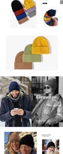 Detailed view of classic knit winter beanies in multiple colors, comfortable and stylish.