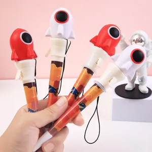 Bolígrafo de gel pop-up de cohete novedoso con cordón, artículo de papetería antiestrés.