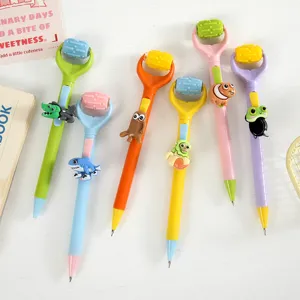Cute cartoon mechanical pencil with roller massage design, creative resin animal stationery for students.