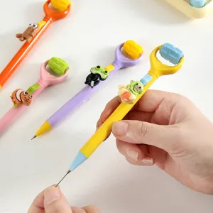 Cute cartoon mechanical pencil with rolling decompression roller and resin mythological creature charms.