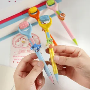 Cute cartoon mechanical pencil with rolling massage resin animal charm for students.