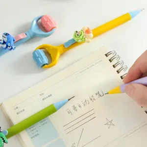 Cute cartoon mechanical pencil with rolling massage roller and resin creative design for students.