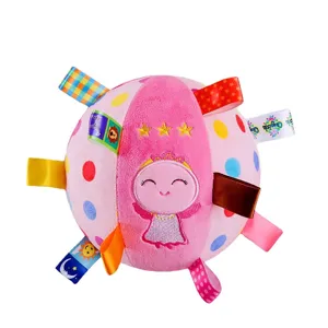 Cute plush taggie ball for pets and babies with colorful ribbons, soft sound and cute princess embroidery.