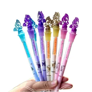 Creative Butterfly Rhinestone Gel Pen Glitter Transparent Student Writing Black Ink Signature Pen Office Stationery