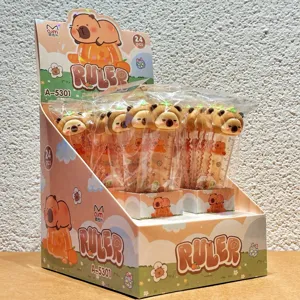 Lindo regla de goma blanda capibara regla ondulada de dibujos animados papelería