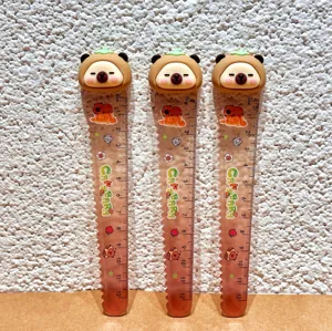 Lindo regla suave de plástico capibara 12cm regla ondulada transparente material escolar