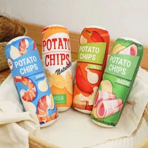 Simulation Potato Chips Can Bag Plush Pet Toy Interactive Squeak Teething Chew Toy For Dogs Puppy Pet Supplies