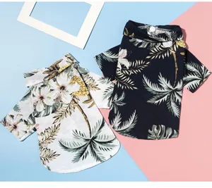 Summer Hawaiian pet dog shirt floral short sleeve breathable puppy apparel for small dogs