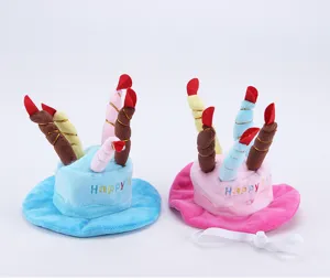 Joli chapeau d'anniversaire pour animal en peluche gâteau chat chien fête accessoire