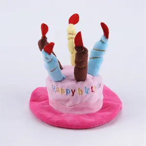 Joli chapeau gâteau d'anniversaire en peluche pour animaux, chien chat, accessoire drôle de costume de fête.