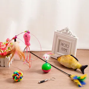 Interaktives Katzenspielzeug Set Feder Maus Stahldraht Teaser Stab Tumbler Ball Haustierbedarf Für Kätzchen Spielen