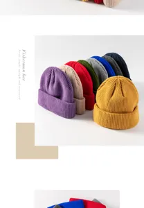 Bonnet tricoté chaud d'hiver unisexe, casquette de pêcheur colorée pour tous les jours.