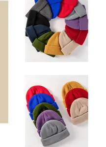 Bonnet court docker en acrylique chaud d'hiver unisexe, plusieurs couleurs pour la mode.