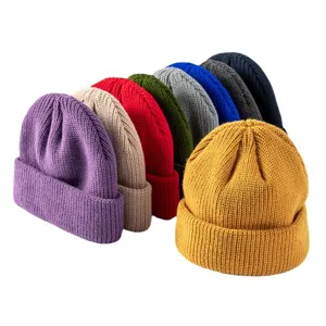 Bonnet tricot acrylique multicolore chaud hiver style hip hop melon cap unisexe mode chic