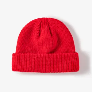 Bonnet en tricot rouge hiver chaud acrylique bonnet unisexe hip hop mode vetements de rue style