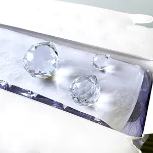 Detailed view of K9 glass crystal pendant faceted balls for lighting and home decor, transparent design.