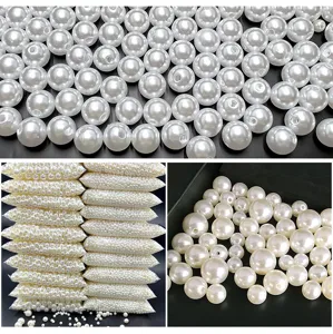 ABS imitation pearl beads detail showing smooth white round craft beads for handmade DIY jewelry.