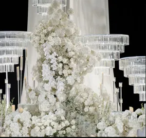 Lusso cristallo lampadario matrimonio sospeso perla tenda decorazione per hotel sala da ballo