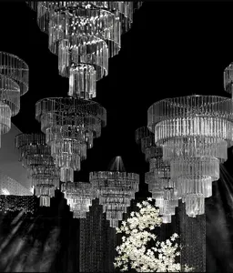 Lampadario di perle di cristallo sospensione per decorazione hotel vista dettaglio