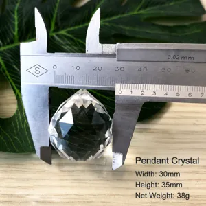 K9 crystal lighting pendant 30mm diamond cut glass ball chandelier hanging part details.
