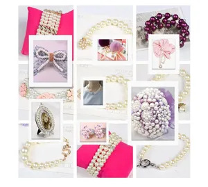 Pearl jewelry accessories set including multi-strand bracelets, bows, and brooches for DIY crafts.