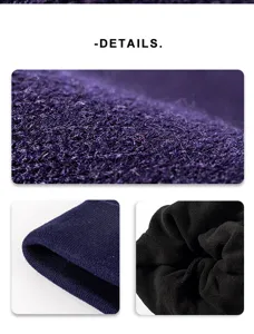 Detailed view of winter fleece lined knit beanie showing cozy fabric texture and warm inner.