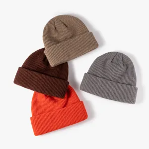 Autumn winter ribbed knitted beanie hats, multi-color warm slouchy caps for men and women.