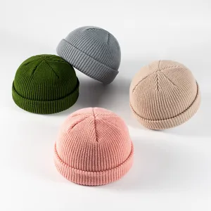 Solid color knit beanie melon cap dockers hat retro watch cap autumn winter warm casual cap
