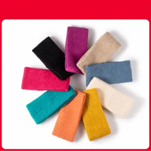 Fascia in Maglia da Donna Tinta Unita Costina Elastico Sport Yoga Accessorio per Capelli Caldo Invernale