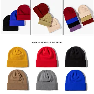 Inverno Esterno Caldo Ispessito Unisex Tinta Unita Lana Berretto in Maglia Casual Versatile Cappello Beanie Per Uomo Donna