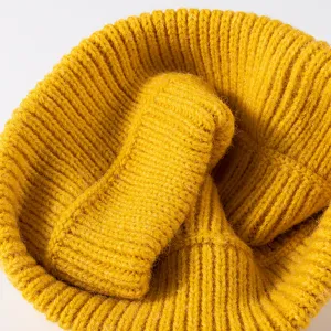 Berretto in maglia giallo inverno caldo fascia lavorata a maglia spessa a coste moda