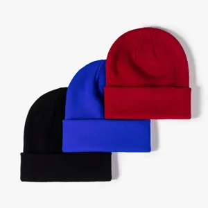 Set berretto in maglia tinta unita, cappellino invernale caldo per uomo e donna, 3 pz
