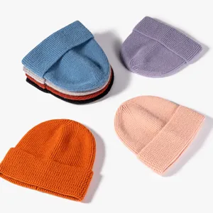 Winter Warm Knitted Beanie Hat For Men Women Casual Solid Color Rolled Cuff Soft Thick Woolen Skull Cap Fashion Headwear